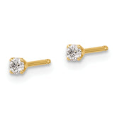 14K Yellow Gold Diamond Stud Earrings with Natural White Round Stones